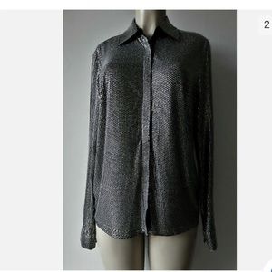 MICHAEL KORS Black EMBELLISHED BUTTON-DOWN SHIRT ✨brand new✨